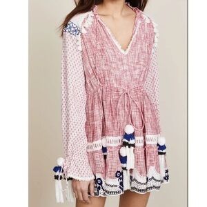 Hemant & Nandita Embroidered Tassel Long Sleeve Mini Dress